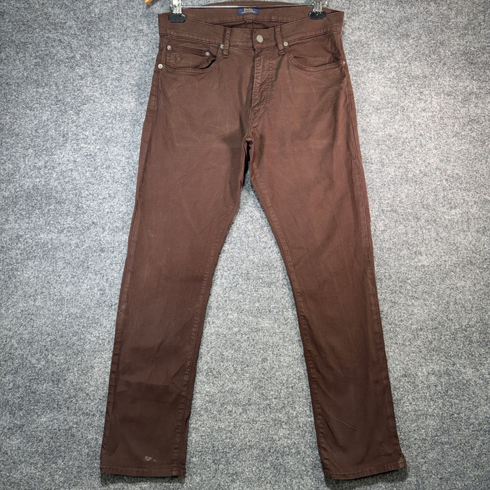 Polo Ralph Lauren Varick Slim Straight Pants Mens 31x30 Brown Stretch Cotton